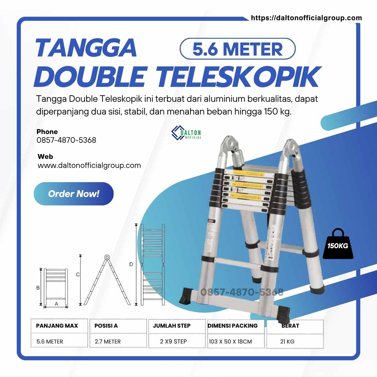 Jual Tangga Double Teleskopik 5.6 meter