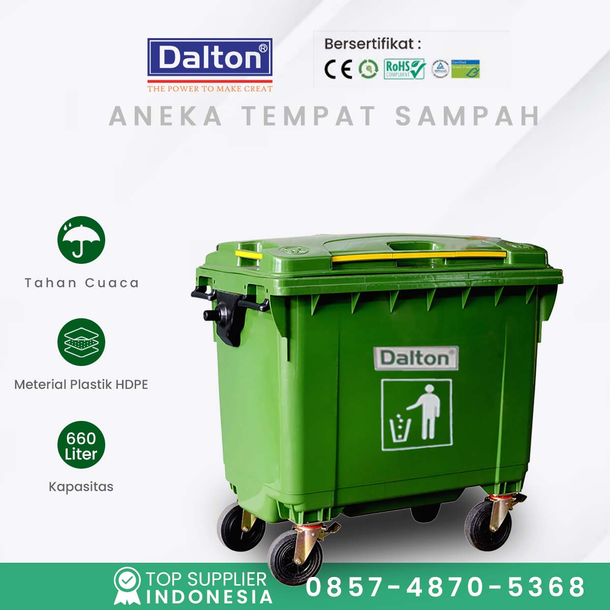 Tempat sampah jumbo 660 liter HDPE