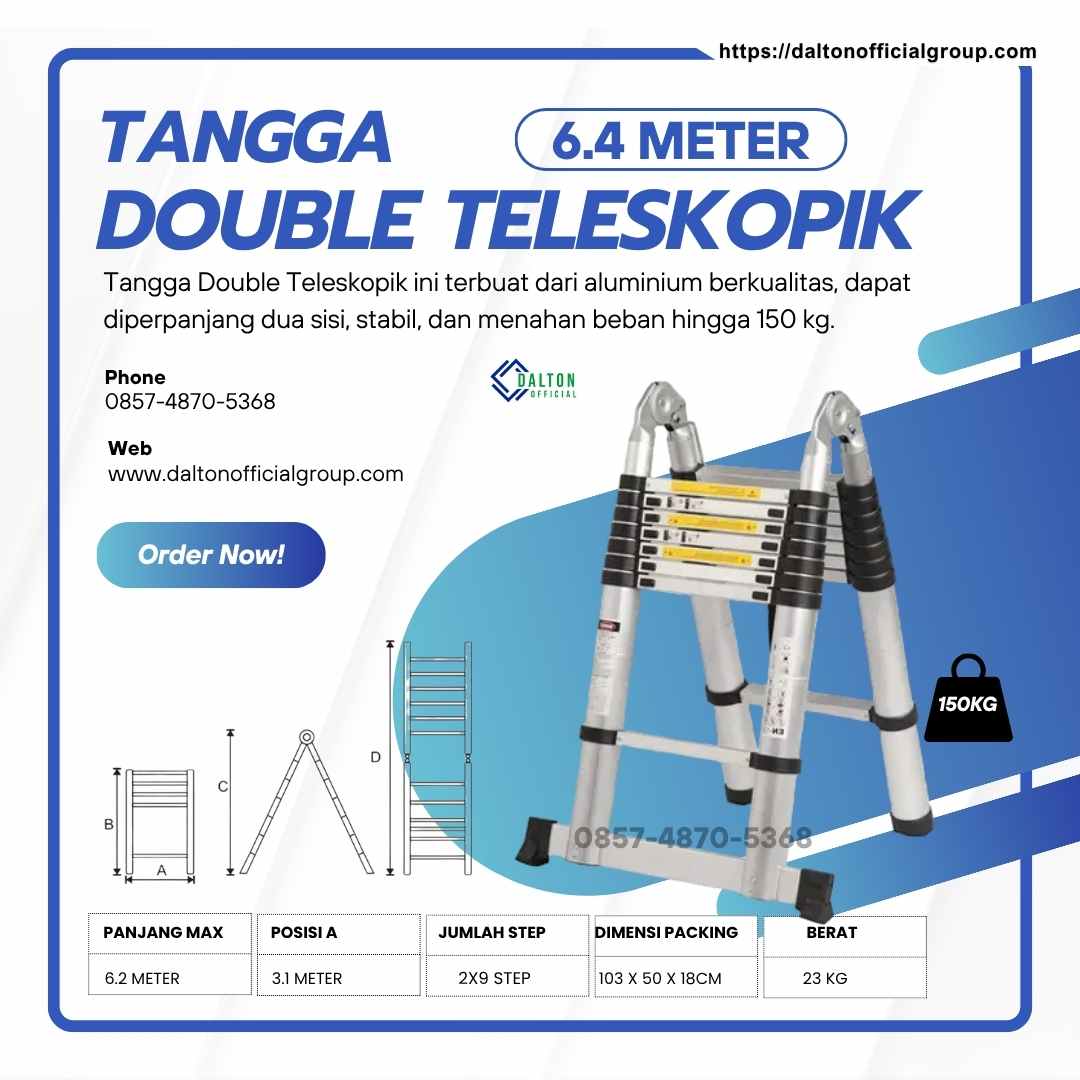 Jual Tangga Double Teleskopik 6.4 Meter