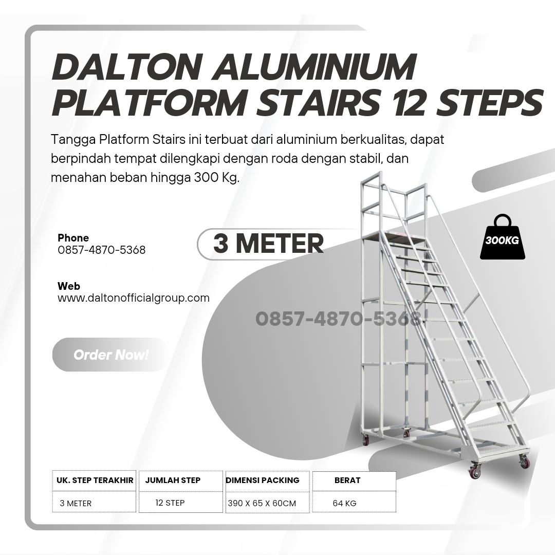 Tangga dorong Rolling Ladders Mobile stairs 3 Meter - Gambar 2